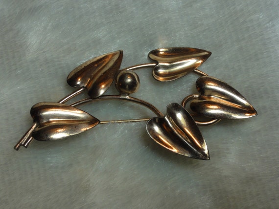 Lily Brooch Rose Gold On Sterling 1940's - image 4