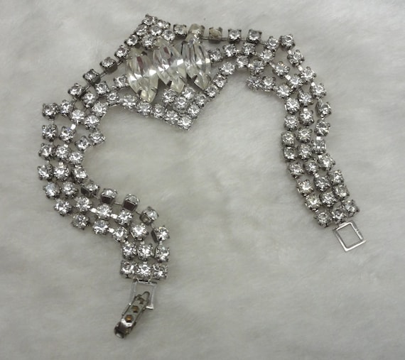 Art Deco Stunning 1940's Bracelet Rhinestone Stat… - image 1