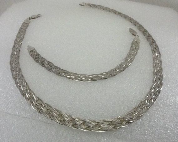 Vintage Sterling Woven Set Wide 1970's - image 5