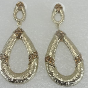 Tear Drop Earrings Long Open Dangles Honey Color Glass