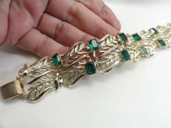 Coro Bracelet Panel Links Green Glass Etsy Australia