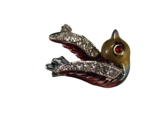 Tiny Bird Brooch pin Vintage - image 1