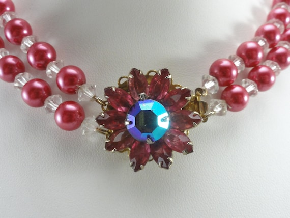 Marvella Necklace Double Strand Raspberry Glass Pe
