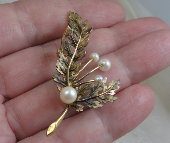 Sterling Pearl Brooch By Wells Gold Gilt - image 4