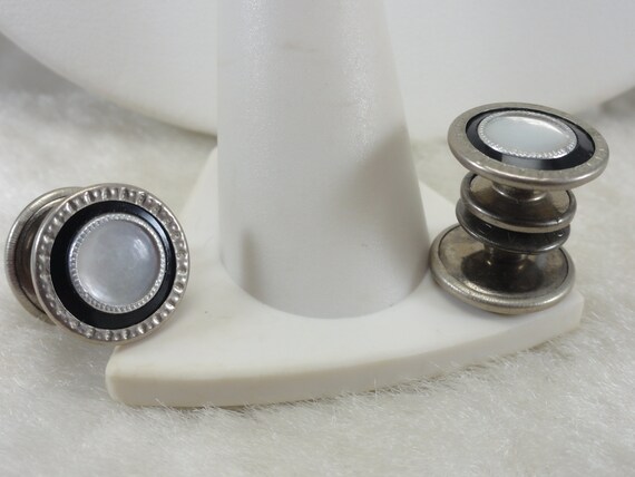 Antique Mother of Pearl Cufflinks Snap Link 1920's - image 5