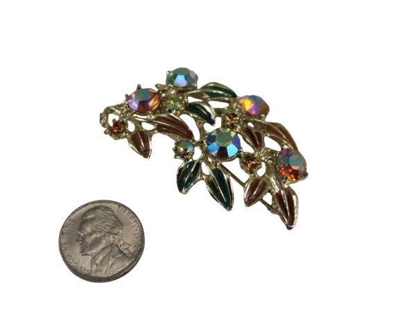 PAM Enameled Brooch AB Crystals Pamoli 1950's - image 1