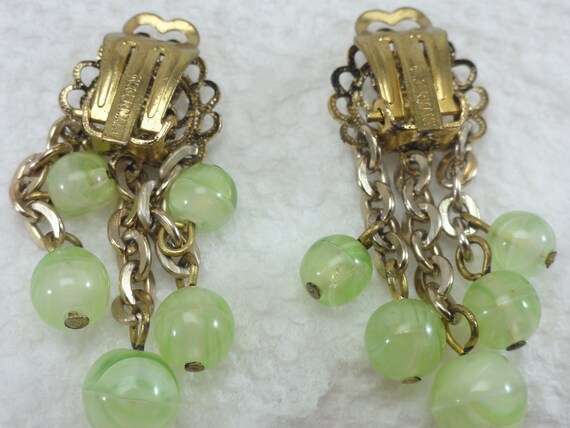 German Earrings Green Givre Glass - image 2