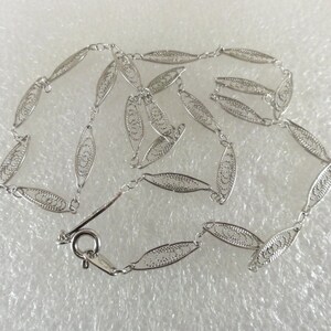 Trifari Necklace Filigree Lace Links Silver Tone