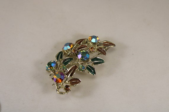 PAM Enameled Brooch AB Crystals Pamoli 1950's - image 7