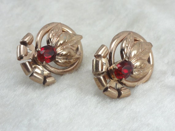 Sterling 1930's Art Nouveau Earrings Rose Gold - image 5