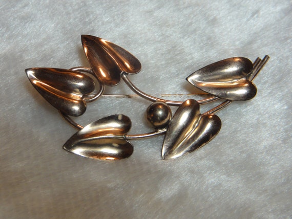 Lily Brooch Rose Gold On Sterling 1940's - image 2