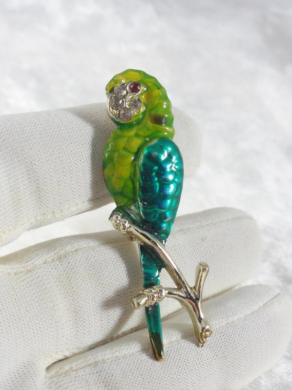 Parrot Brooch Enamel Parrot Brooch Rhinestone Enam