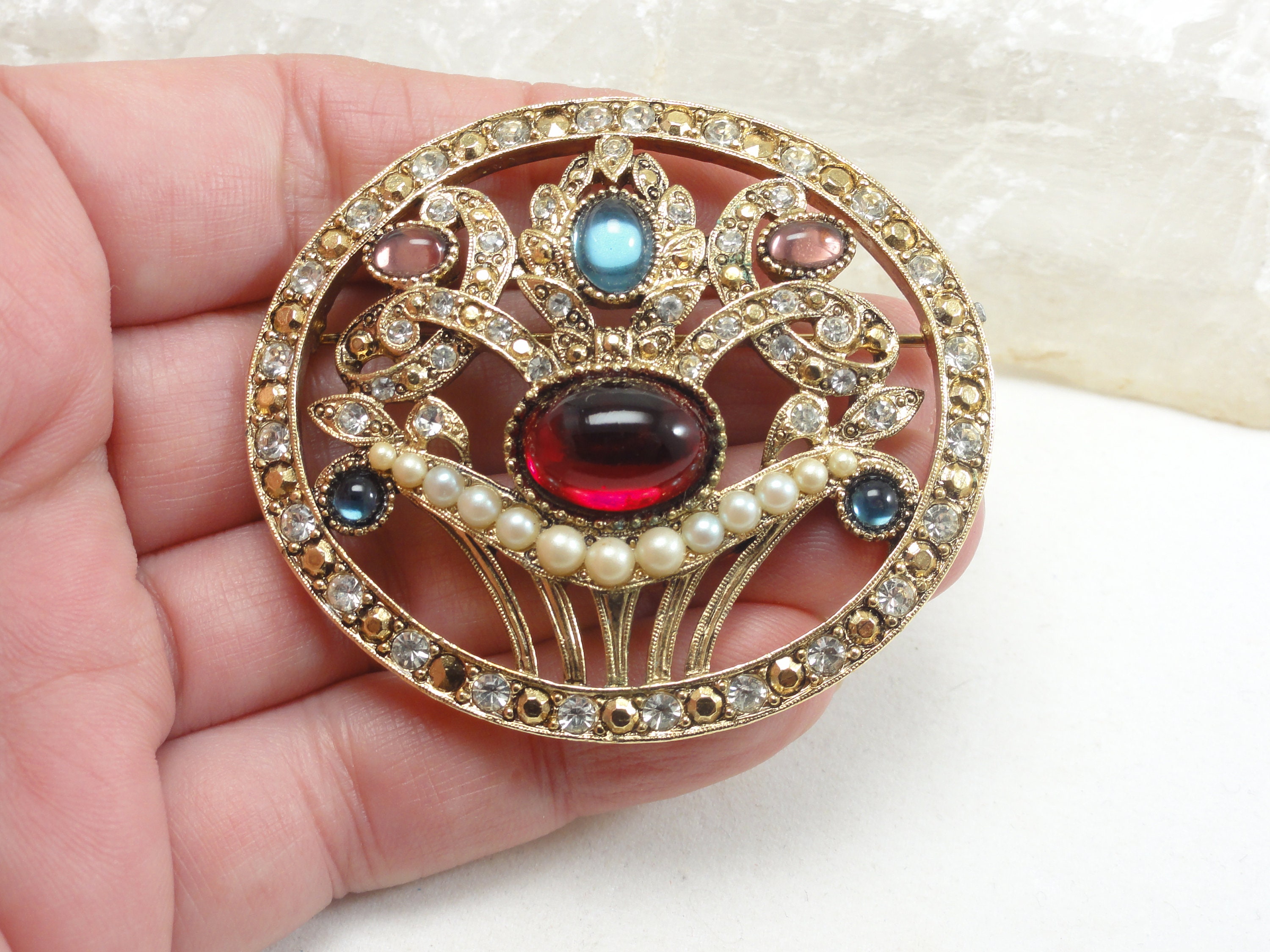 Richelieu Brooch Rare Opulent 1950
