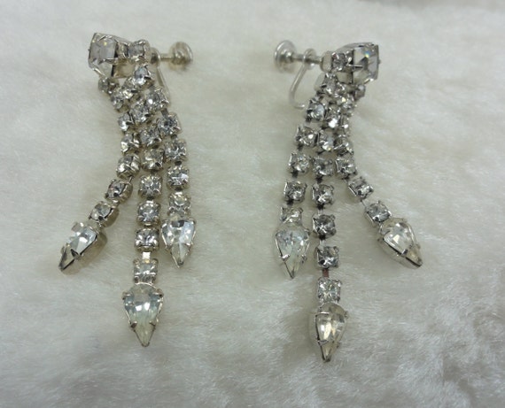 Art Deco Bridal Earrings Vintage Deco Rhinestone … - image 4