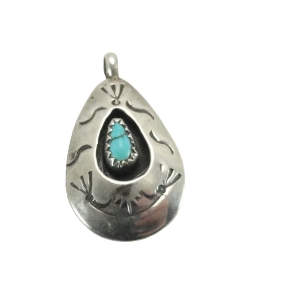 Turquoise Sterling Pendant Shadow Box Teardrop