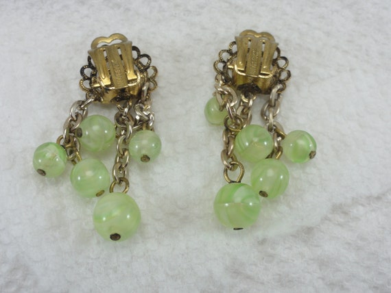 German Earrings Green Givre Glass - image 5