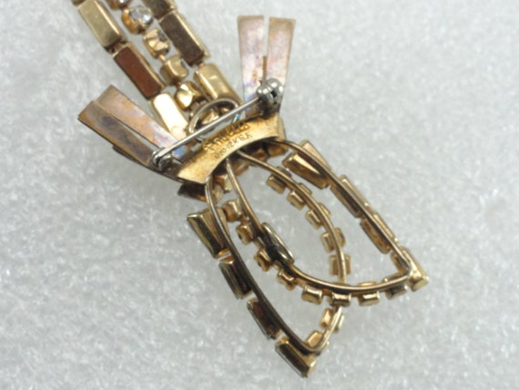 Scitarelli Pendant Brooch GF Ruby Glass Dangles - image 6