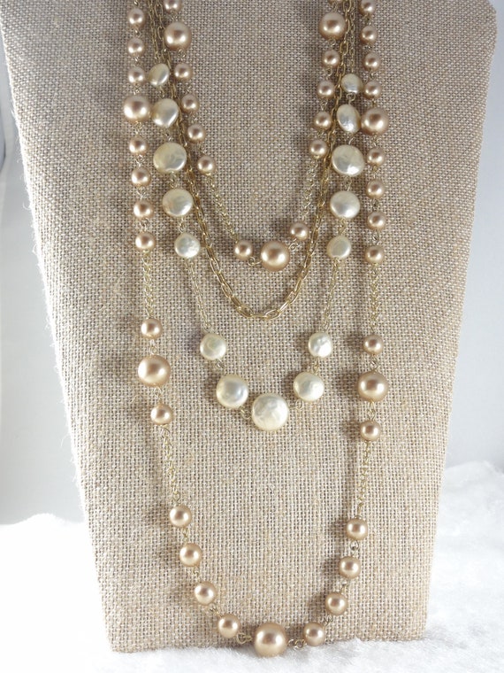 Anne Klein Necklace Glass Pearls Chains