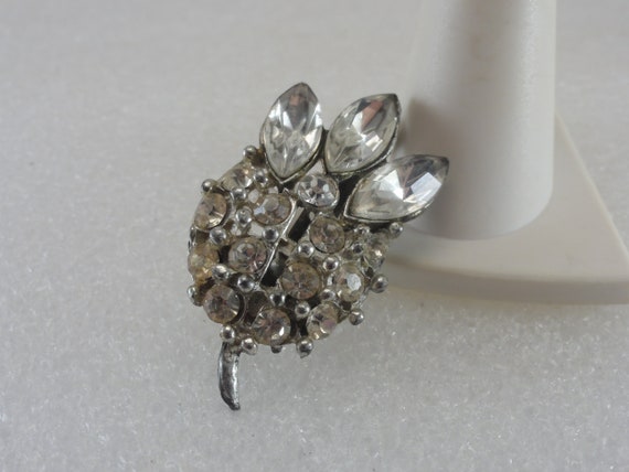 Pot Metal Diamante Brooch Rhodium Plate - image 2