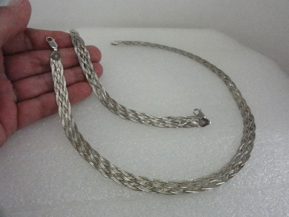 Vintage Sterling Woven Set Wide 1970's - image 2