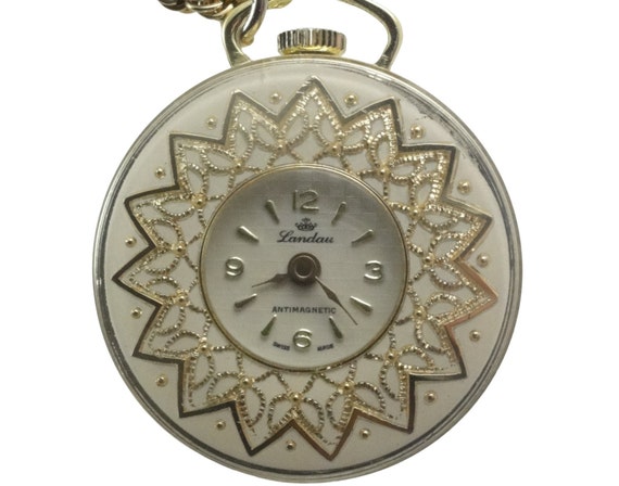 Landau Watch Necklace Starburst Face Reversible - image 4