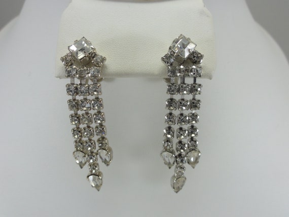 Art Deco Bridal Earrings Vintage Deco Rhinestone … - image 6