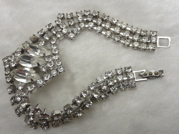 Art Deco Stunning 1940's Bracelet Rhinestone Stat… - image 2