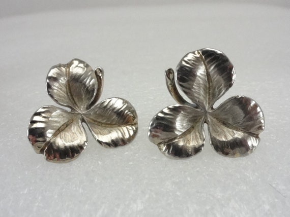 Napier Sterling Shamrock Earrings Rare Patented - image 1