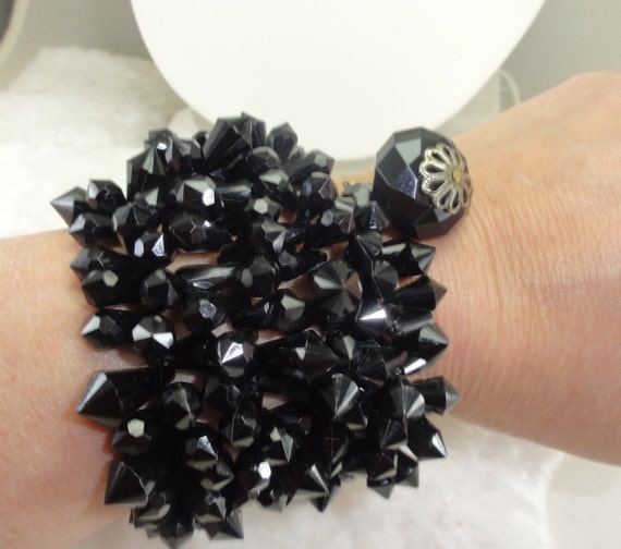 West Germany Coil Bracelet Elegant Black NOS Tags - image 1