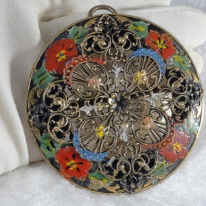 Enameled Antique Sash Buckle Ornate Pendant