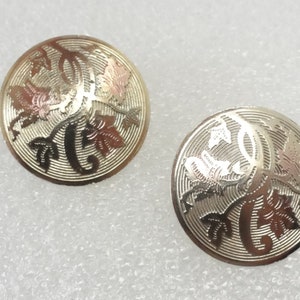 Machined Platter Earrings Rose and Gold Discs