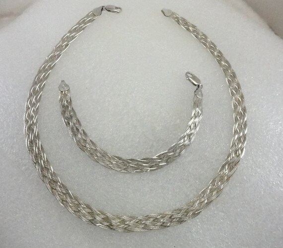 Vintage Sterling Woven Set Wide 1970's - image 1