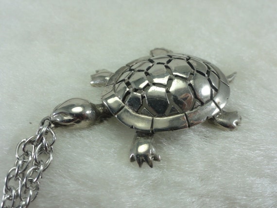 Turtle Pendant Necklace JJ Jonette 1980's - image 2