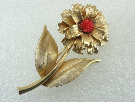Red Marvella Brooch Tiered Dimensional - image 1