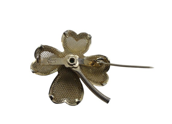 Coro Brooch Four Leaf Mesh 1940's - image 6