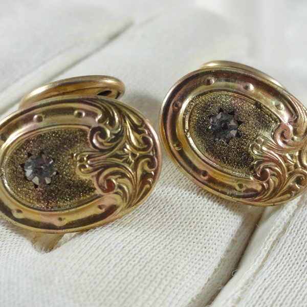 Antique French Cuff Links Art Nouveau Cuff Links Antique Cuff Links Vintage Art Nouveau Paste Stone Cuff Links Gold Fill Antique Cuff Links