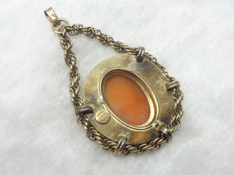 10k Cameo Rope Chain 10K Shell Cameo Pendant Unusual Design Cameo 16 Gold Carved Shell Cameo Pendant 10k Cameo Carved Etched Gorgeous
