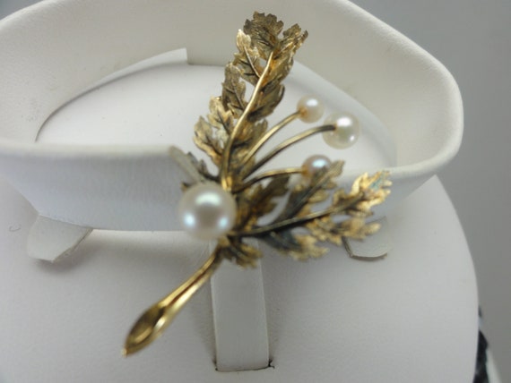 Sterling Pearl Brooch By Wells Gold Gilt - image 7