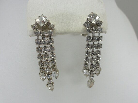 Art Deco Bridal Earrings Vintage Deco Rhinestone … - image 2