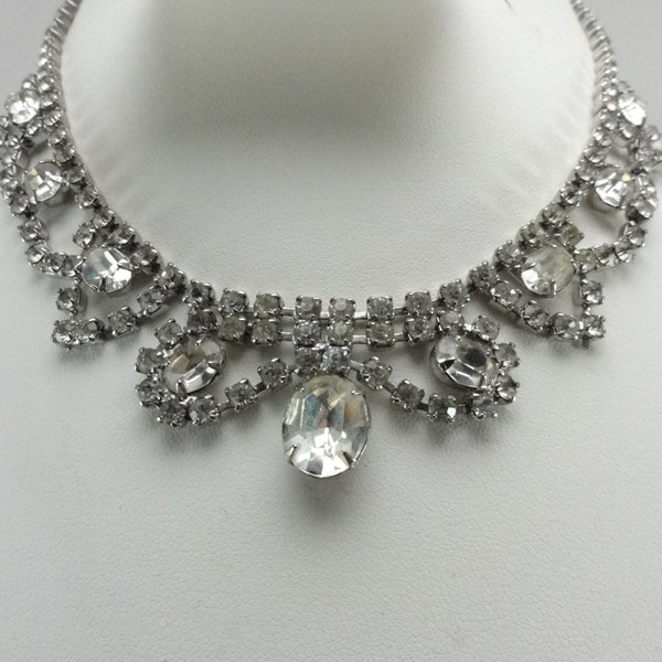 Elegant Rhinestone Necklace Looped/ Bridal Jewelry