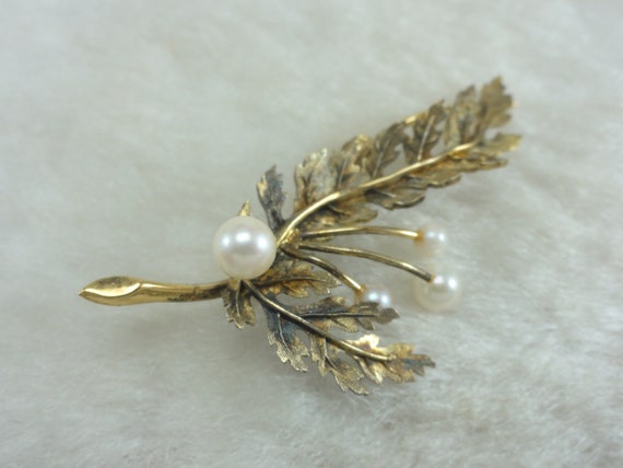 Sterling Pearl Brooch By Wells Gold Gilt - image 8