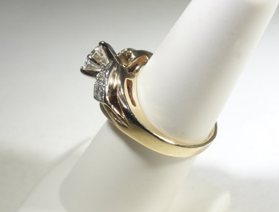 14K Diamond Ring H/ VS1 1 Carat Center Melee Sides - image 4