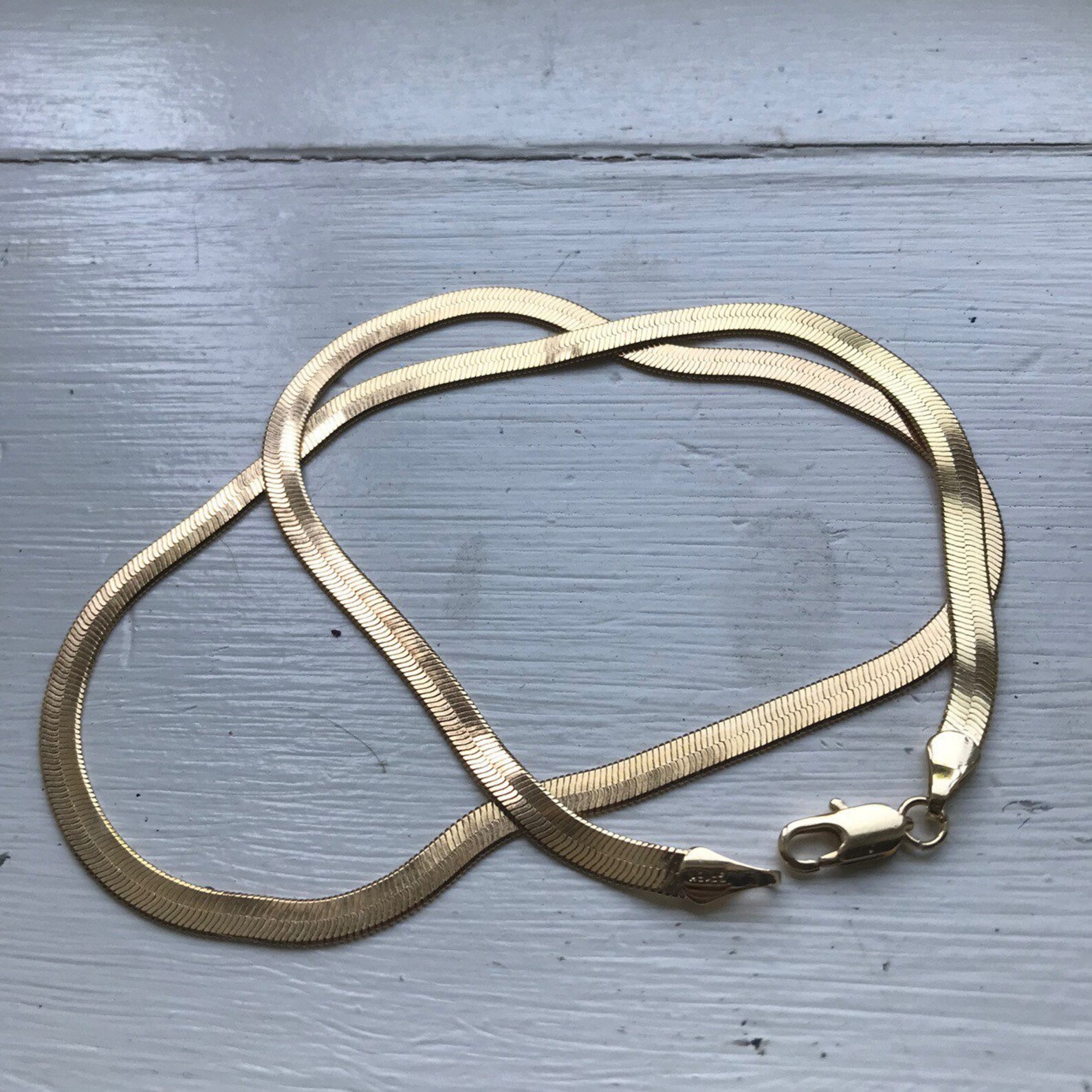 Gold Filled 4mm Wide Thick Chunky Herringbone Chain Necklace Etsy