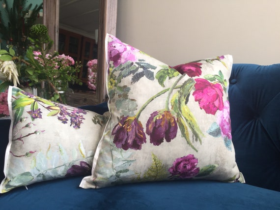 Designers Guild floral 100% Cotton Fabric Cushion Cover Rugosa Slate Designers Guild floral 100% Cotton Fabric Cushion Cover Rugosa Slate