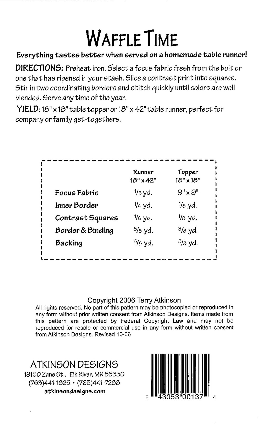 Waffle Time Pattern by Atkinson Designs Etsy