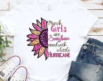 March Girls Sunshine mixed with a little Hurricane | PNG DIGITAL FILE sublimation printable | glitter look sunflower