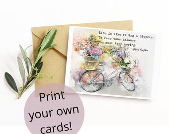 Life Balance Quote | PNG DIGITAL FILE | Print your own cards | Framed Art | Quotes | Einstein Bicycle Moving