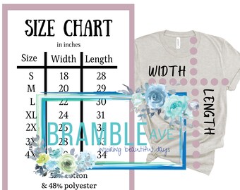 Bella + Canvas 3001 CVC Size Chart | 2x 3x 4x | Fabric Content | Unisex Tshirt Guide