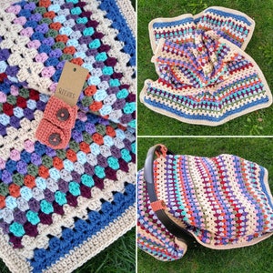Manta de bebé BOHO o funda para portabebés / PATRÓN de ganchillo SOLO Principiantes Fácil / Proyecto de hilo peinado que revienta chatarra / Puntada de rayas de abuela
