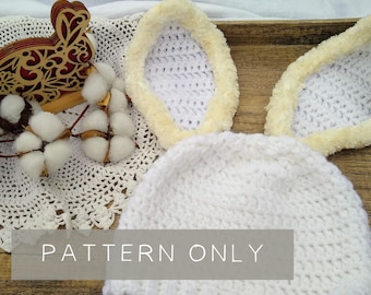 Crochet Bunny hat Pattern with floppy ears | PATTERN ONLY | Newborn Infant Toddler Child and Adult sizes | All sizes included!